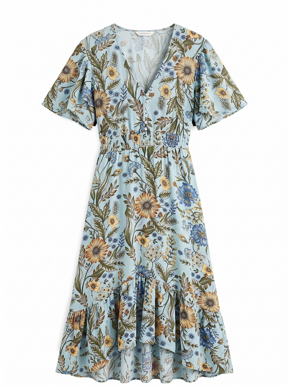 Abel the Label Anthropologie Osaka Peacock Floral High Low Maxi Dress M